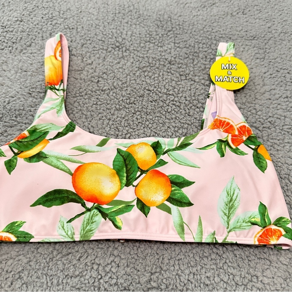 Forever 21 XL Citrus Print Bikini Top Pink Mix & Match NWT Swimwear